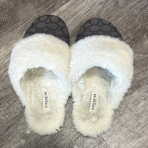 Coach Women's Cozy White and Gray Slippers